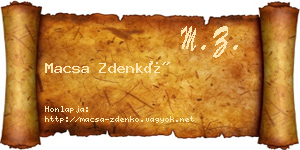 Macsa Zdenkó névjegykártya